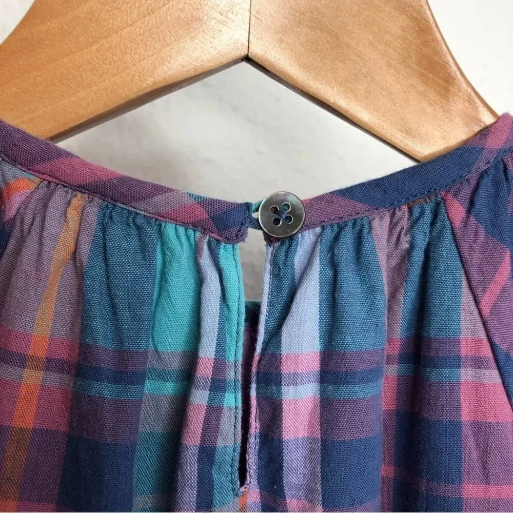 Tea Collection dress Mahamaya French blue plaid embroidered size‎ 2 years